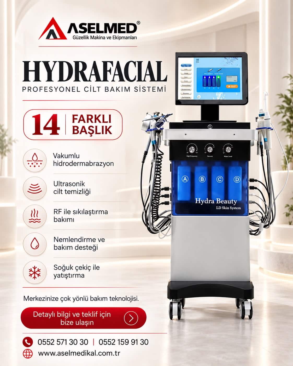 Güzellik merkezleri için Hydrafacial 14+1 cilt bakım cihazı